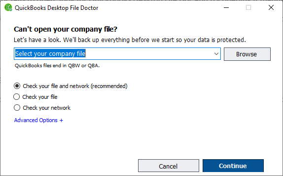 utilize the QuickBooks File Doctor tool.