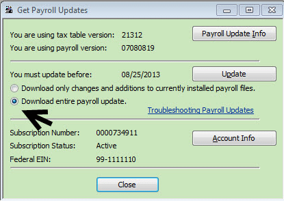 Download entire payroll update