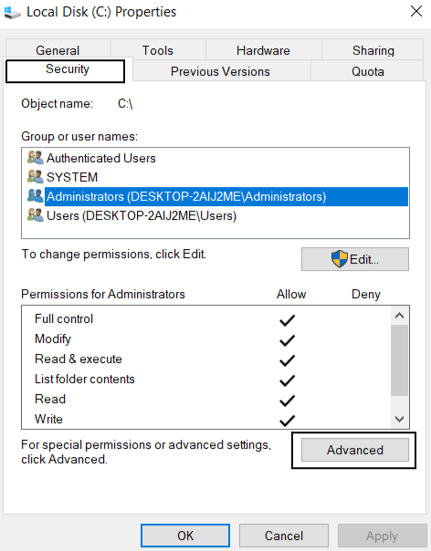 Enable Sufficient Permissions