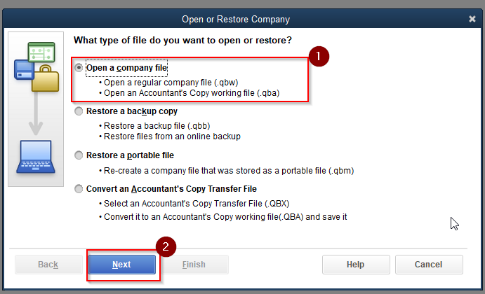  Open a company file