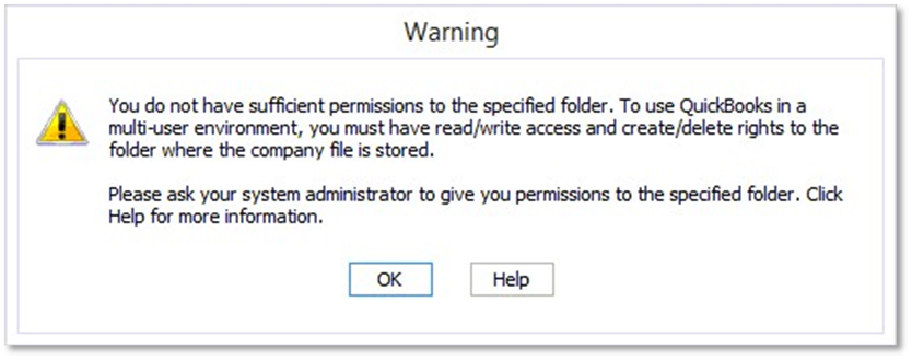 Limited folder access permission to the QuickBooks application