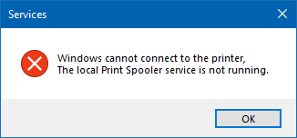 Print Spooler service is not responding.