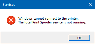 print spooler service is not responding.