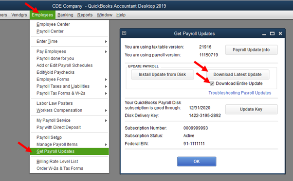 Install the latest updates of the payroll tax table in your QuickBooks Desktop application