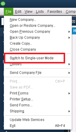  Click on Switch to Multi-user mode in File menu