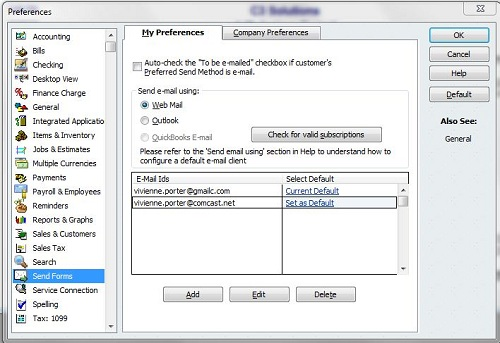 set up webmail in quickbooks