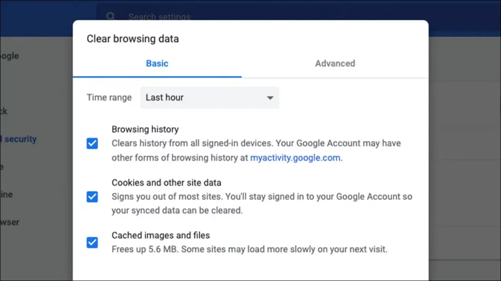 clear browsing data in google chrome