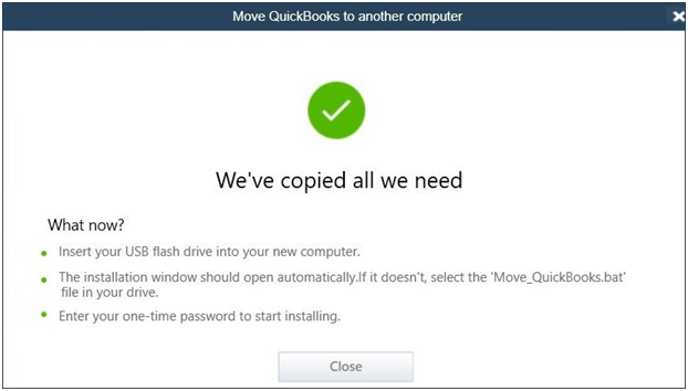 We've copied al we need to move QuickBooks to a new computer