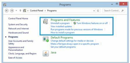 Programs and Features to clean install the QuickBooks Error Code 1328