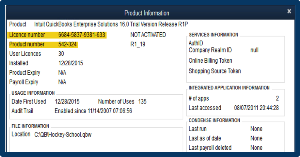 where is License or Product Number