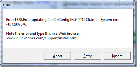 QuickBooks Error message 1328