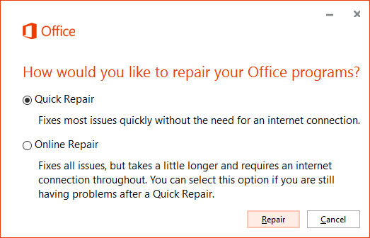 repair microsoft office