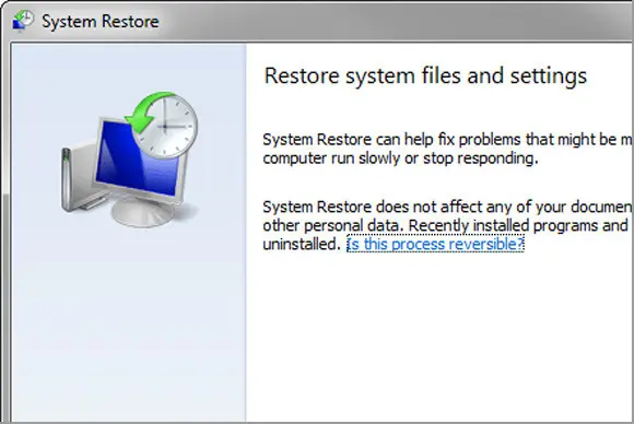 System Restore File setting