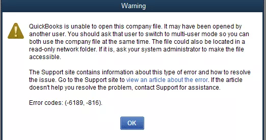 Why QuickBooks Error 6189 816 occurs