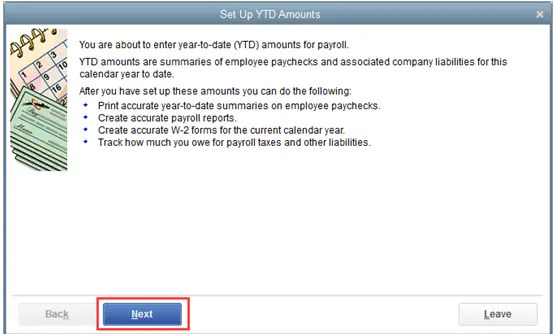 Setup YTD Amount Window