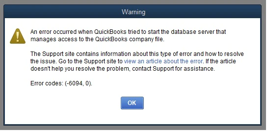 Why Quickbooks Error 6094 occur while opening company file