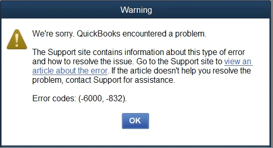 Fix QuickBooks Error 6000 832