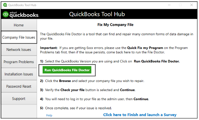 Download the QuickBooks File Doctor to fix abort error.