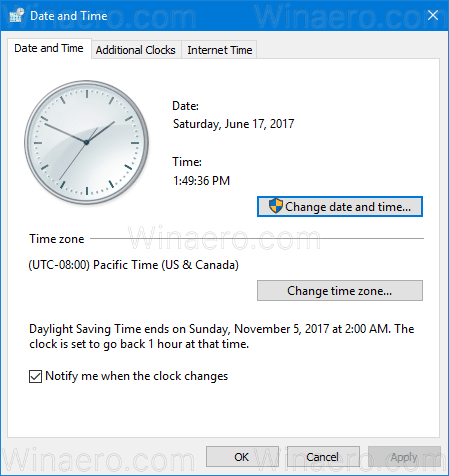 Change date and time