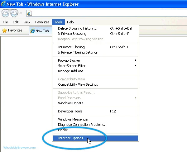 open internet explorer and go to the tools menu