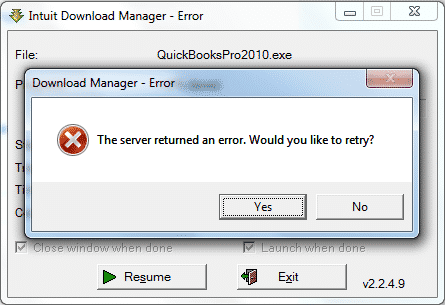 Fix Intuit Download Manager server returned an error?
