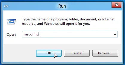 type “msconfig” in the search tab of programs and files