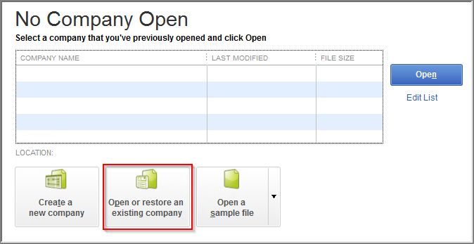 Open & Restore Company File