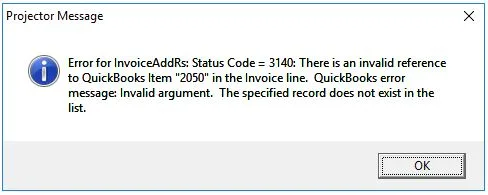 QuickBooks error message 3140