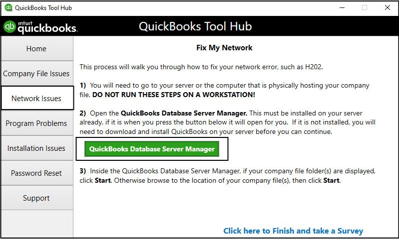 run quickbooks database server manager