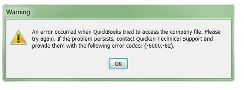 QuickBooks Company file Error 6000 82