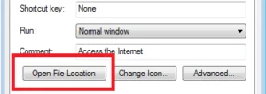 choose open file location