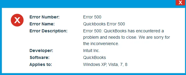 quickbooks error 500