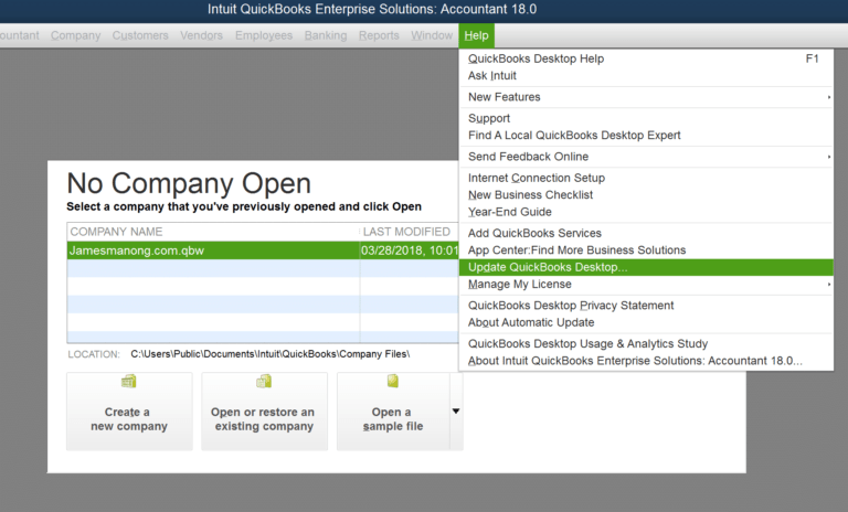Go to the help menu and click on the Update QuickBooks Desktop and then Update Now