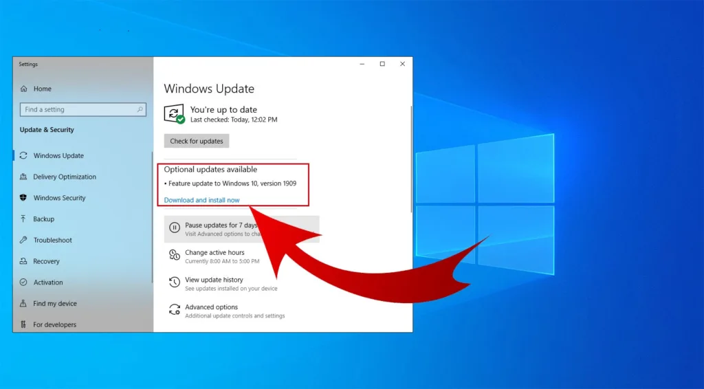 Update the Windows 10 Check for updates
