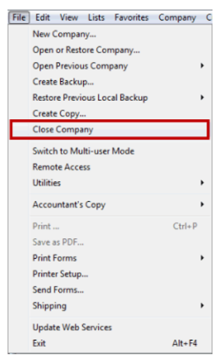 Run QuickBooks Company File/log off