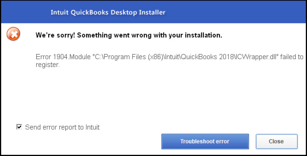 QuickBooks 2017 install error 1904