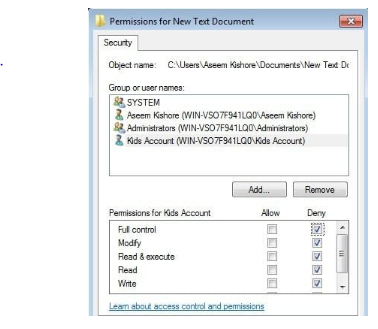check permissions for new text document