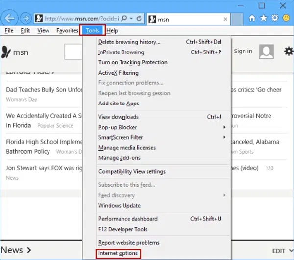 Open the Internet Explorer browser on your computer