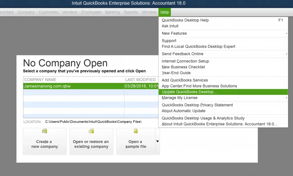 Update QuickBooks desktop
