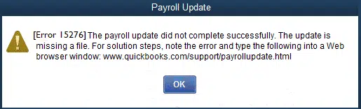 QuickBooks Payroll error 15276, error can prevent users from successfully downloading and installing the latest payroll updates.