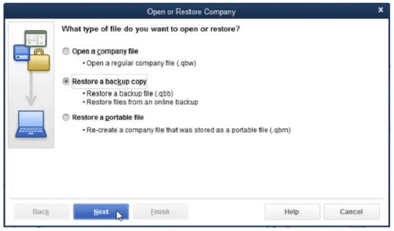 Open the QB restore Company File