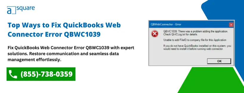 QuickBooks Web Connector Error QBWC1039