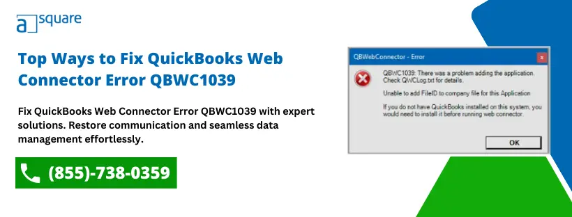 quickbooks web connector error qbwc1039