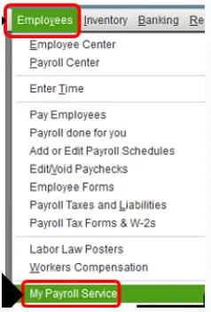 click on My Payroll Service under the Employees menu