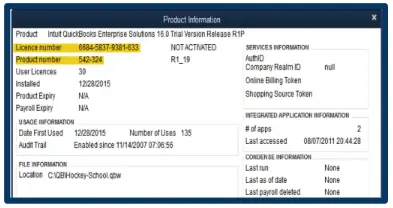 open the Product Information window by pressing the Ctrl + 1 keys