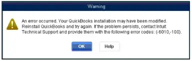 QuickBooks Error Message 6010-100