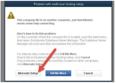 quickbooks multi user setup mode not working message
