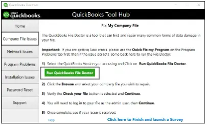 Use QuickBooks File Doctor to fix error -6000, -83