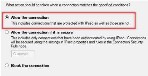 Choose 'Allow the Connection'