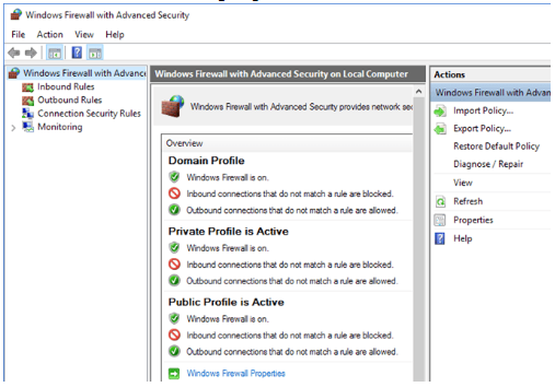 Windows Firewall with Advanced Security on Local Computer